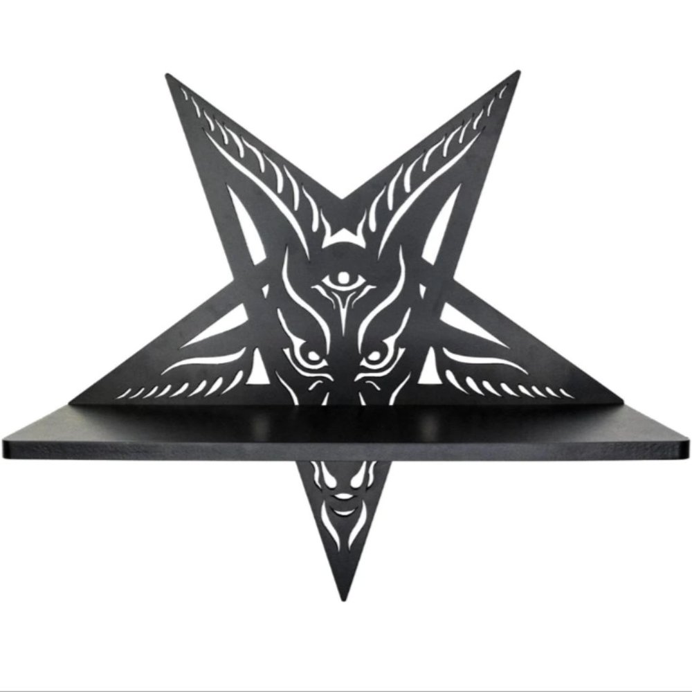 BAPHOMET SHELF!! Black Mini Wall Wooden Shelving Kit NIB